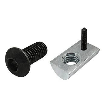 Bolt Assembly: M8 x 18.00mm Black BHSCS and Roll-In T-Nut with Flex Handle - Bright Zinc (75-3651)