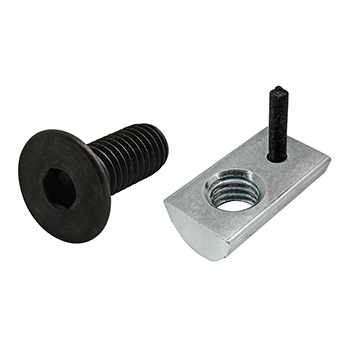 Bolt Assembly: M8 x 20.00mm Black FHSCS and Roll-In T-Nut with Flex Handle - Bright Zinc (75-3652)