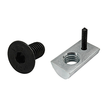 Bolt Assembly: M8 x 16.00mm Black FHSCS and Roll-In T-Nut with Flex Handle - Bright Zinc (75-3653)