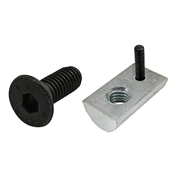 Bolt Assembly: M6 x 16.00mm Black FHSCS with Roll-In T-Nut with Flex Handle - Bright Zinc (75-3655)