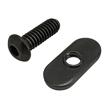 Bolt Assembly: 1/4-20 x 0.750" Black BHSCS with Slide-In Economy T-Nut - Centered Thread - Black Zinc (75-3804)