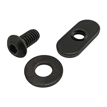 Bolt Assembly: 1/4-20 x 0.500" Black BHSCS with Washer and Slide-In Economy T-Nut - Centered Thread - Black Zinc (75-3806)