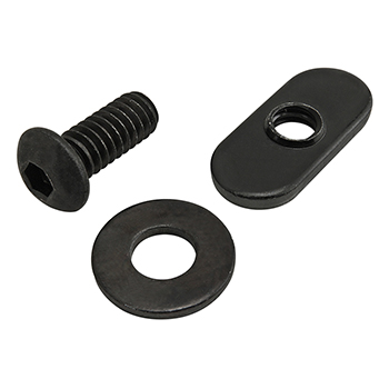 Bolt Assembly: 1/4-20 x 0.625" Black BHSCS with Washer and Slide-In Economy T-Nut - Centered Thread - Black Zinc (75-3808)