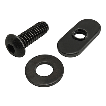 Bolt Assembly: 1/4-20 x 0.750" Black BHSCS with Washer and Slide-In Economy T-Nut - Centered Thread - Black Zinc (75-3810)