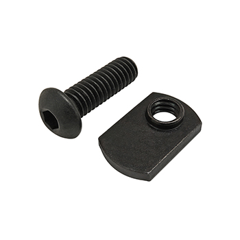 Bolt Assembly: 5/16-18 x 1.000" Black BHSCS with Slide-In Economy T-Nut - Offset Thread - Black Zinc (75-3830)