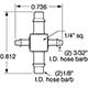 Barb Cross Fitting, 3/32"-1/8"-3/32"-1/8" ID (X44-303-BLK) 1